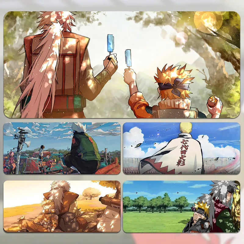 

Большой коврик для мыши Naruto с персонажами Узумаки Наруто и Джирайей, аниме-дизайн, противоскользящий, с прошитыми краями, игровой коврик для стола для студентов и общежитий