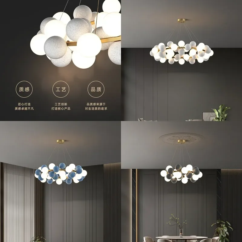 Italian Cream Style Solid Brass Chandelier Creative Sphere Pendant Light for Living Room Dining Room Bedroom Modern Decor