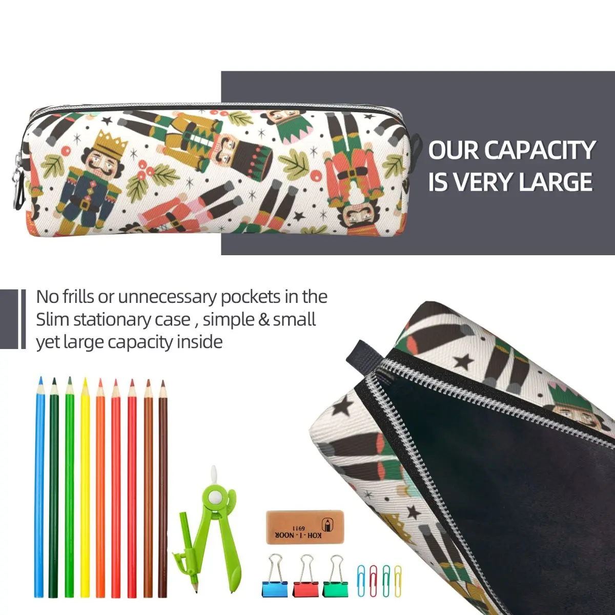 السنة الجديدة كسارات البندق مقلمة عيد الميلاد أكياس القلم الفتيات الفتيان تخزين كبير اللوازم المدرسية مقلمة التجميل