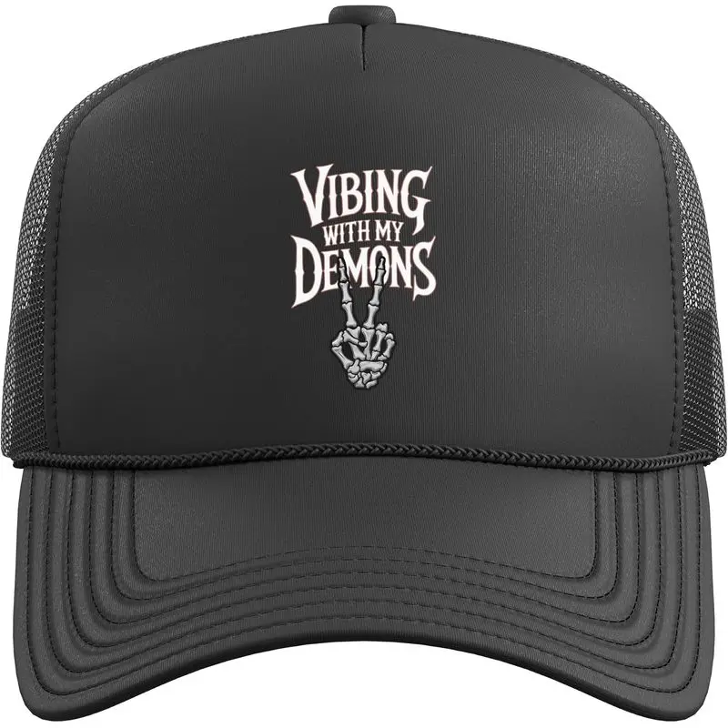 Vibing with My Demons Trucker Hat with Adjustable Mesh Back