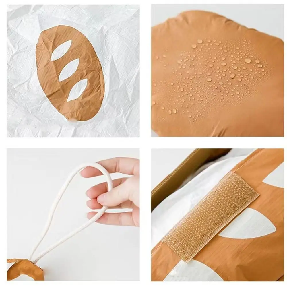 Divertente borsa per la spesa pieghevole in nylon per pane francese, borsa tote riutilizzabile, borsa ecologica per cartoni animati, borse portaoggetti impermeabili per snack