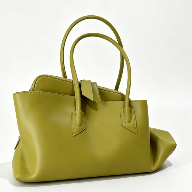 Women's Pleated Leather Shoulder Bag Retro Crocodile Pattern Large Capacity Tote Bag Fashion Design Female Daily Commuter Bag - view 5