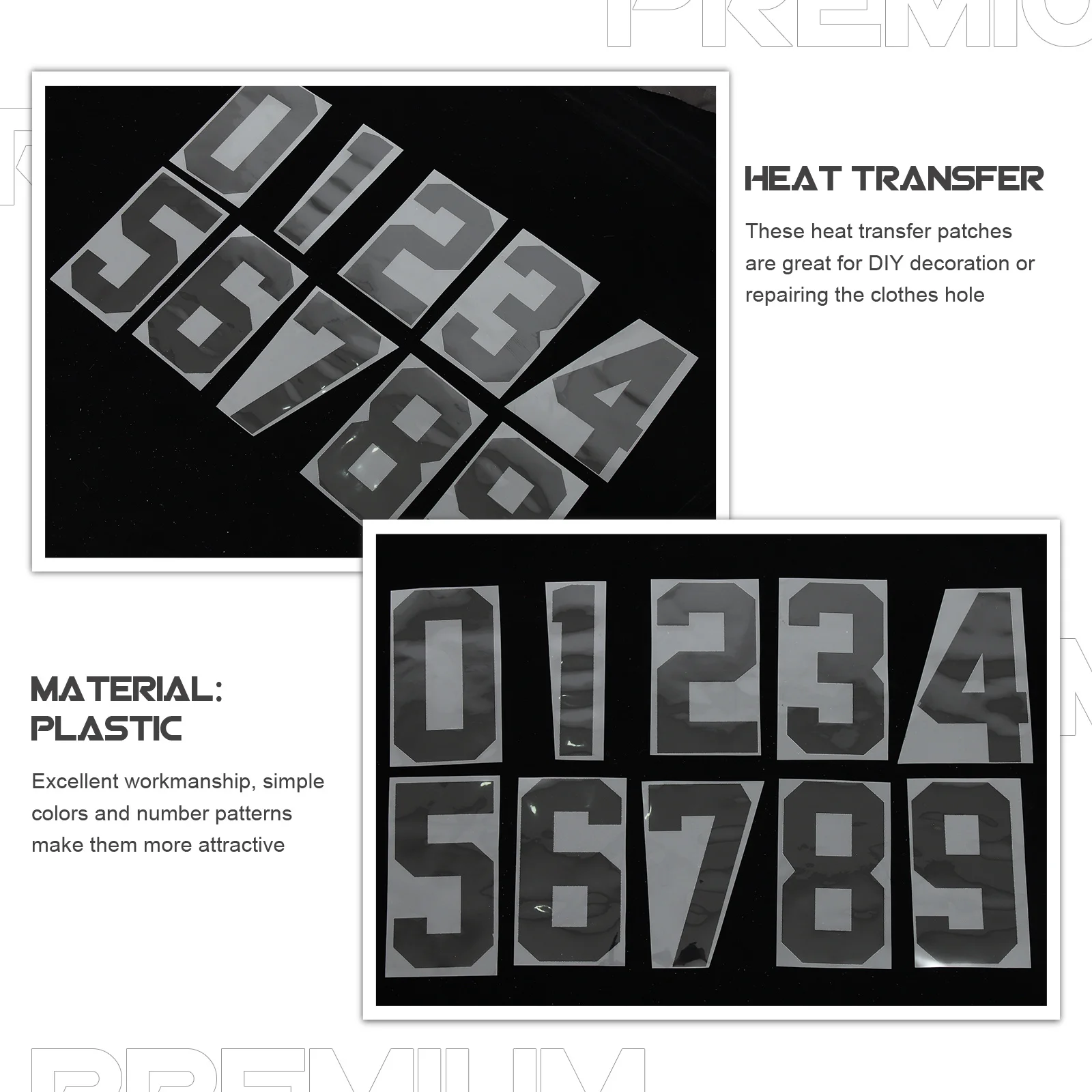 

20Pcs Heat Transfer Numbers Sticker Thermal Transfer Stickers Washable DIY Stickers for T-Shirts Jeans Bags Patches