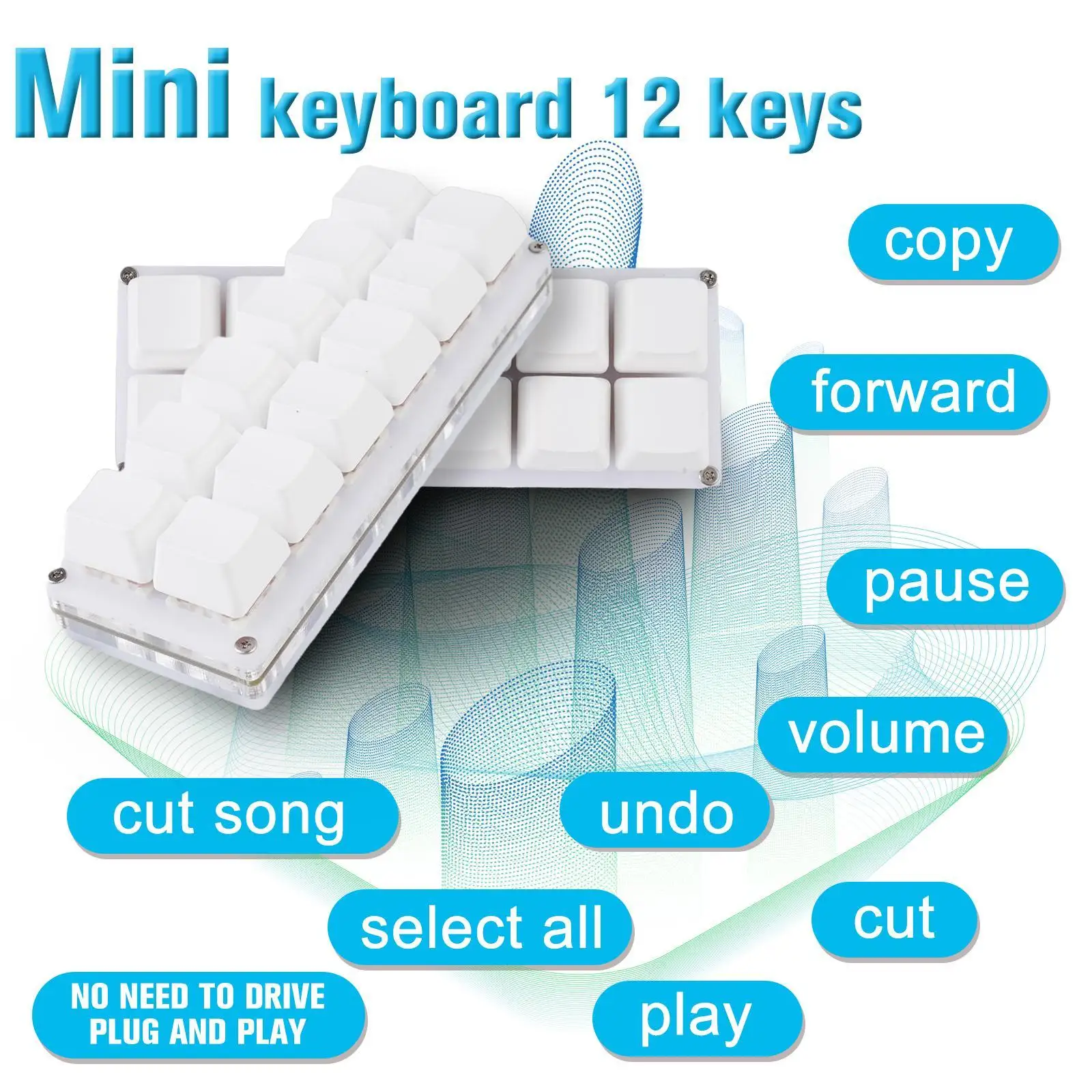 12Keys Mini Keyboard Custom Luminous For Gaming Sayo Device Keypad DIY Programming Shortcuts USB Mechanical Hot-swappable Keypad