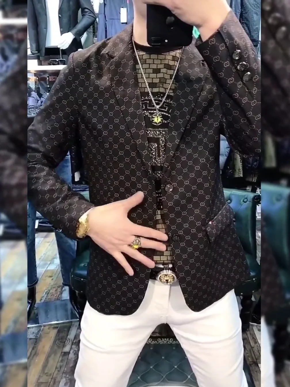 

Casual Sli Men's Single-Breasted Suit Jaet Spring Autumn New Arrival Faionable Korean Version Stand Fit Long Sve