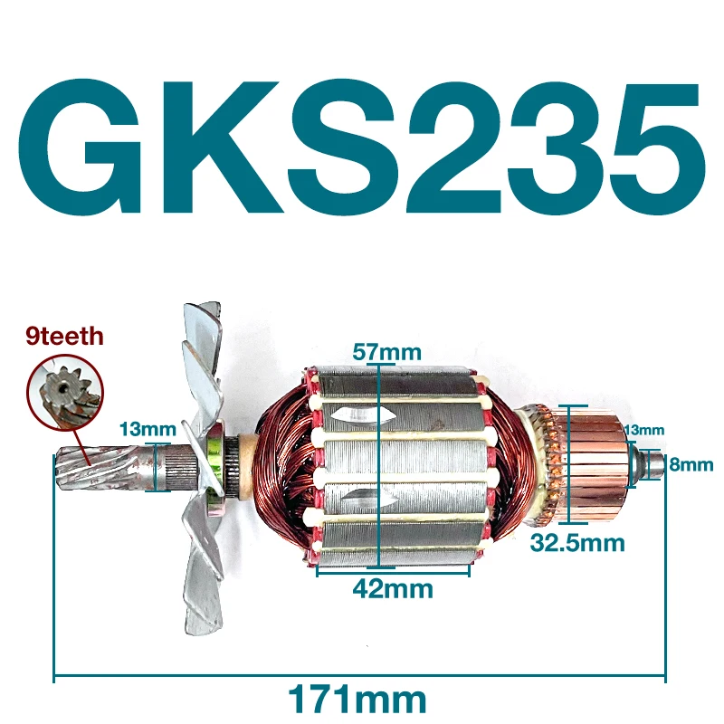 Rotor Armature for Bosch Original GKS235 9Inch Woodworking Circular Saw Old Circular Saw Motor Armature Anchor Replacement Parts