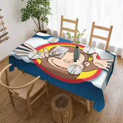 Customized Curious George Tablecloth Rectangular Waterproof Monkey Table Cloth Cover for Banquet