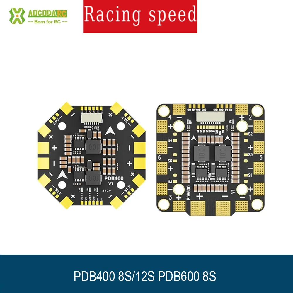 Aocoda-RC PDB400 8S/12S 400A PDB ou PDB600 8S 600A Placa de distribuição para quadricóptero drone amperímetro de asa fixa