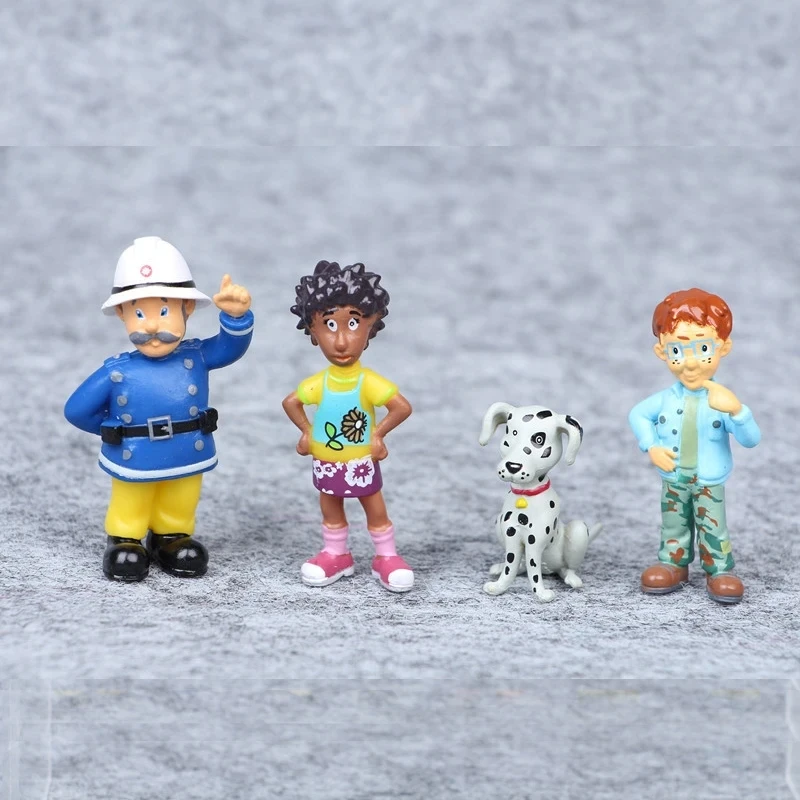 12Pcs/set Fireman Sam Cartoon Anime Fire Fighting Figure Model PVC Doll Toys Boy Girl Toy For Kids Birthday Xmas Gift