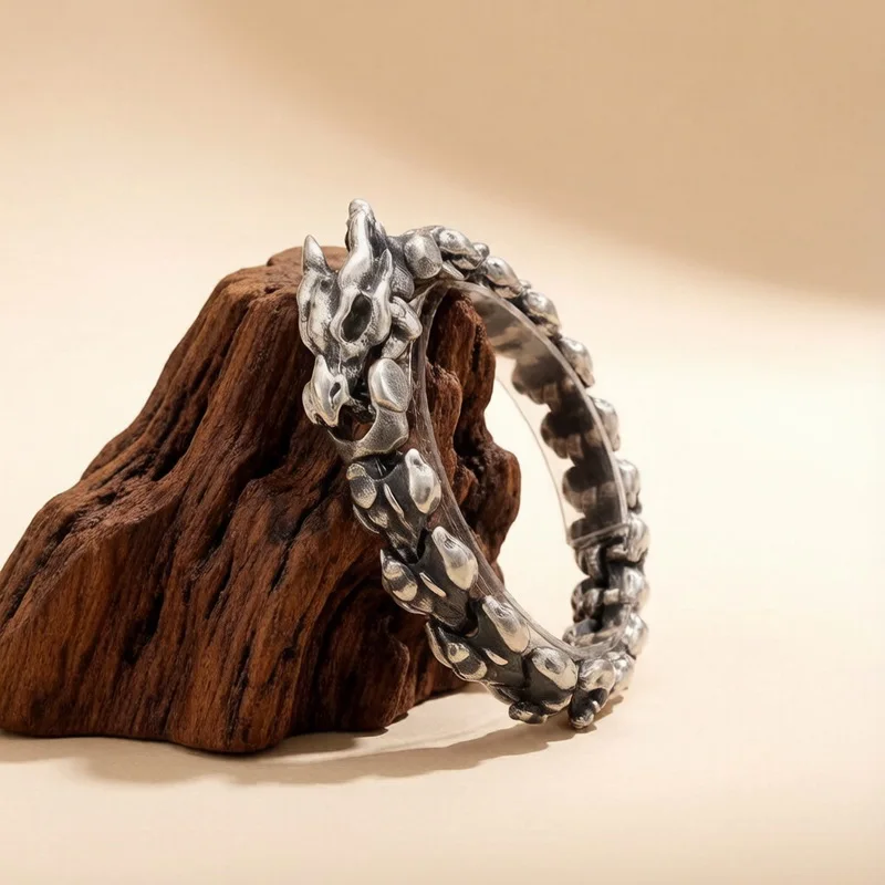 New Domineering Brushed Keel Dragon Bracelet Dragon Pattern Dragon Scale Dragon Head Bracelet Men's Jewelry