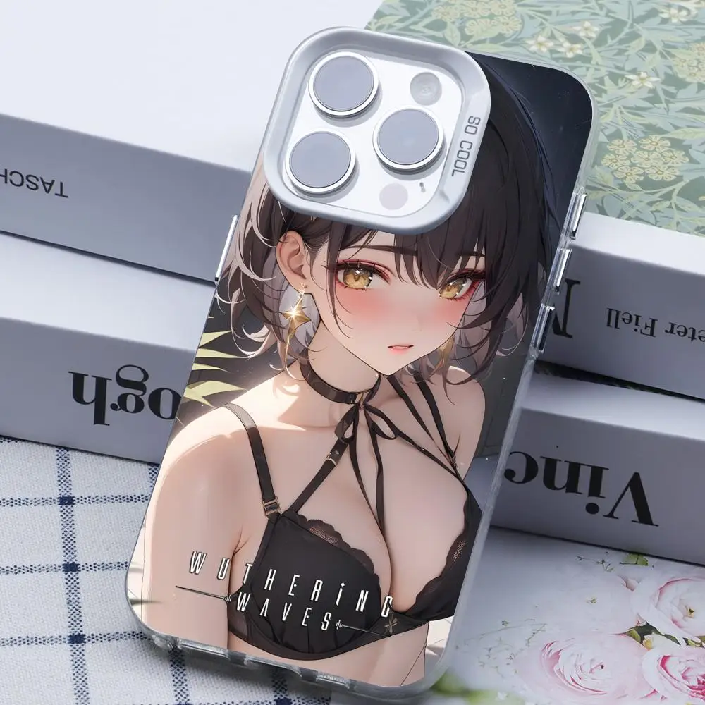 

Чехол для мобильного телефона Wuthering Waves Rover для iPhone 17, 16, 15, 14, 13, 12, 11 X XR XS 8 7 Pro Max Plus, полупрозрачный белый чехол