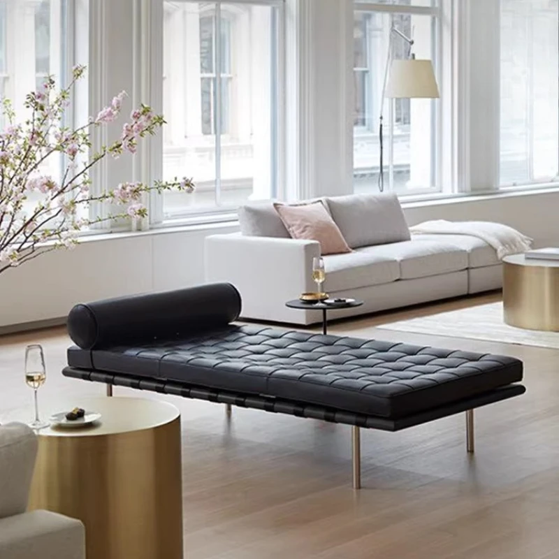 Leather sofa bed modern simple lunch lounge chair