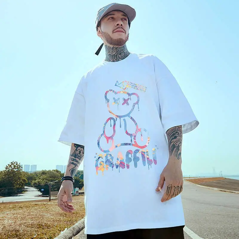 2026 Men Glitch Triangle Be Yourself Graphic T Shirt Drip Effect Back Print Crewneck Tees Unisex Y2K Streetwear Oversized Short