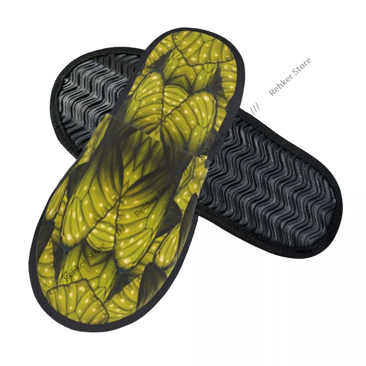Indoor Slippers Butterflys Wing Skin Texture Plush Slipper Autumn Winter Shoes House Flat Floor for Bedroom