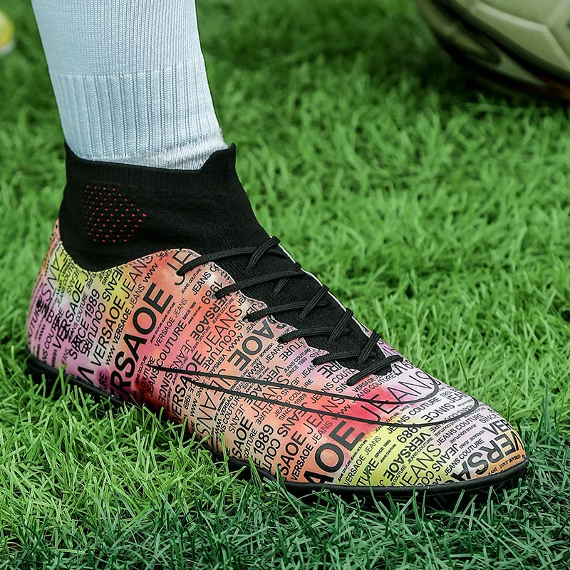 Zapatos de fútbol de gran tamaño para hombres, zapatillas de entrenamiento de competición juvenil de alta ayuda, tacos rotos largos de hierba artificial og666