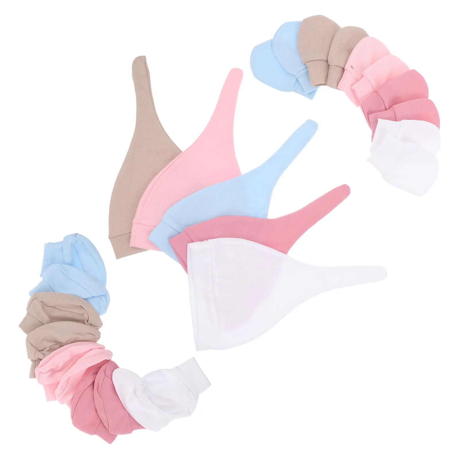 

5Sets Infant Outfit Set Baby Cotton Hat Gloves Socks Anti-Scratch Design Newborn Easy Wear Infant Outfit Set