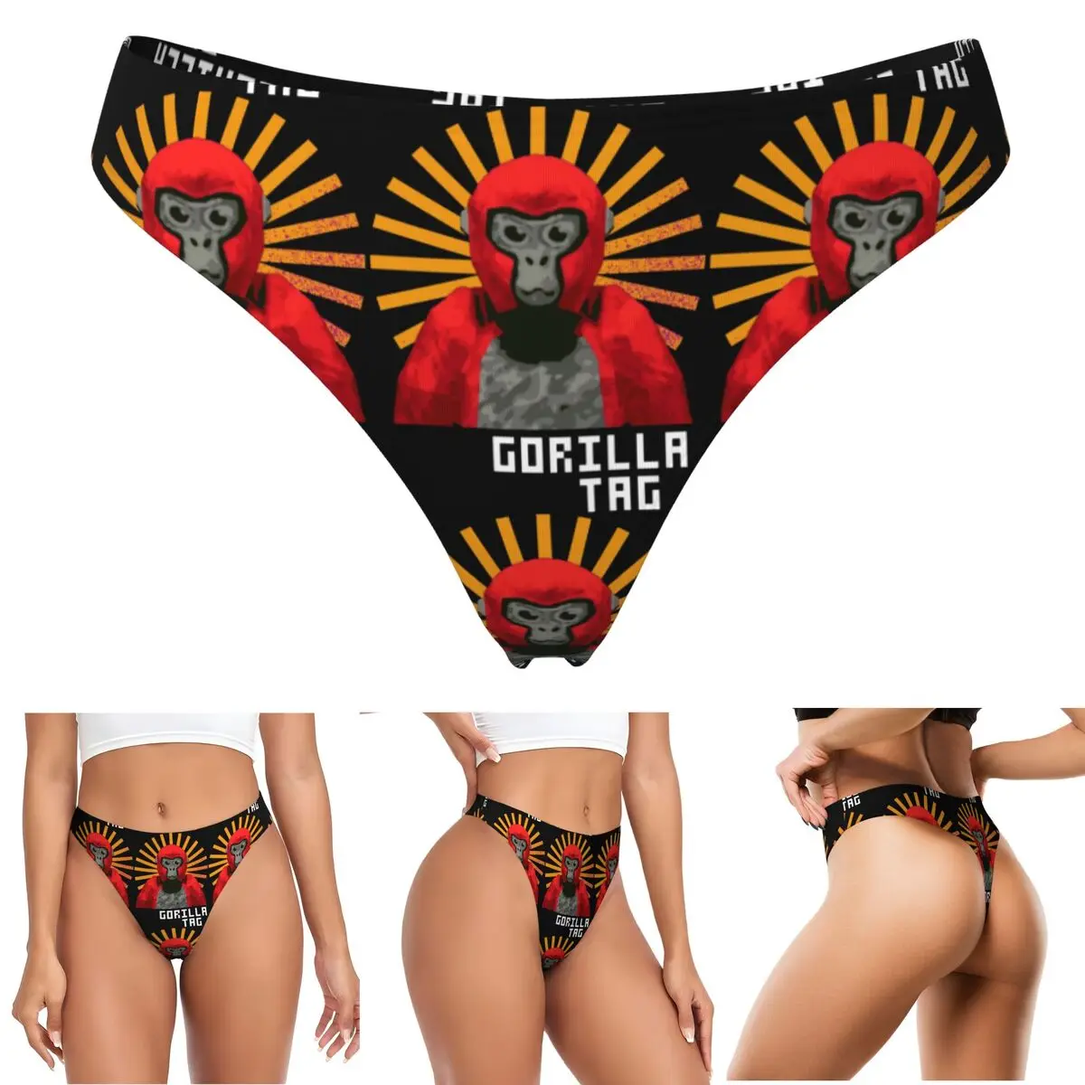 cuecas-g-string-gorilla-tag-vermelhas-personalizadas-para-mulheres-respiraveis-elasticas-e-confortaveis