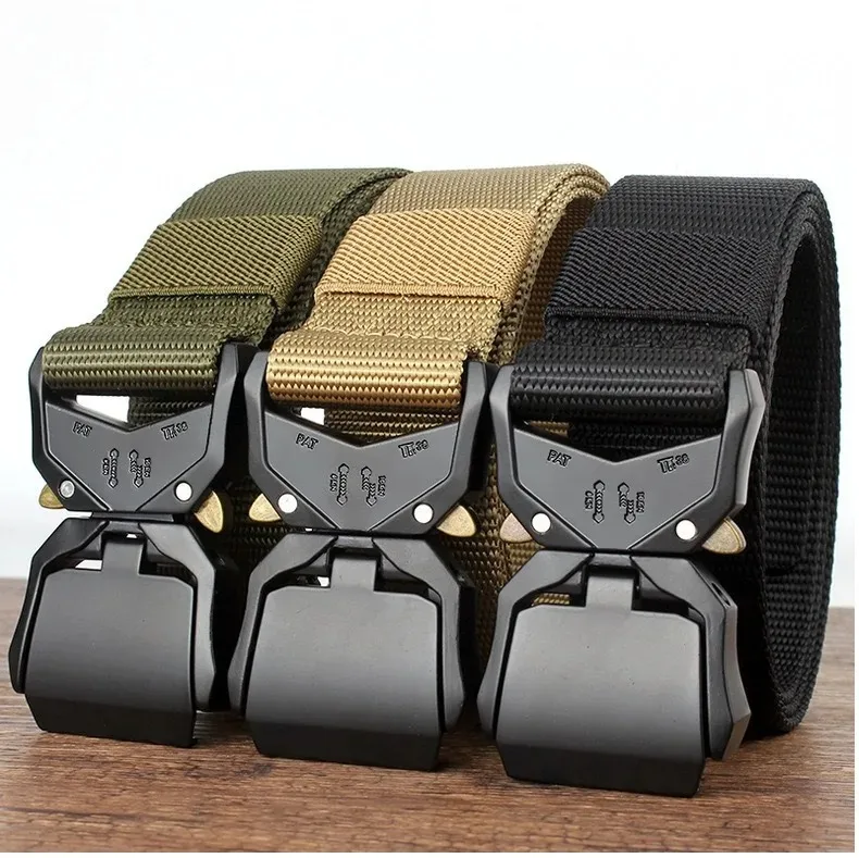 Taktischer Gürtel für Herren, mit automatischer Schnalle, ohne Metall, aus Kunststoff und Nylon, militärischer Gürtel, strapazierfähig, für Outdoor-Aktivitäten, Abenteuer, Training, als Taillengürtel für Hosen. – Detail 12