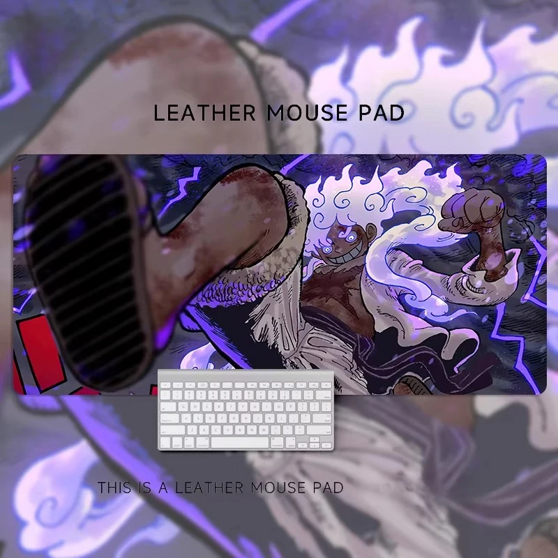 Alfombrilla de Ratón de Cuero de Gran Tamaño con Diseño de Anime Bidimensional, Alfombrilla de Escritorio para Oficina, Alfombrilla de Teclado, One Piece Luffy, 5 Velocidades