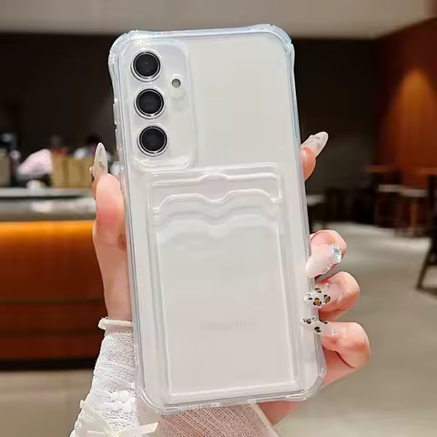 Case For Samsung Galaxy S25 Edge S22 S23 S24 Ultra S21 S24 FE A56 A35 A34 A55 A53 A54 A14 A15 A36 A26 Card Bag Clear Phone Cover