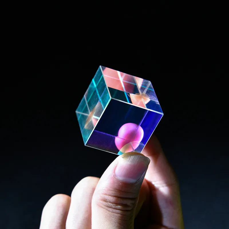 Optical Glass Cube Color Combination Prism Light Cube Color Refraction Electroplating Desktop Jewelry Sunshine Birthday Gift