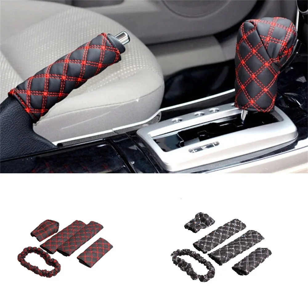 Universal PU Leather Auto Car Hand Brake Cover Gear Shift Stick Cover Car Styling Accessories Handbrake Grips