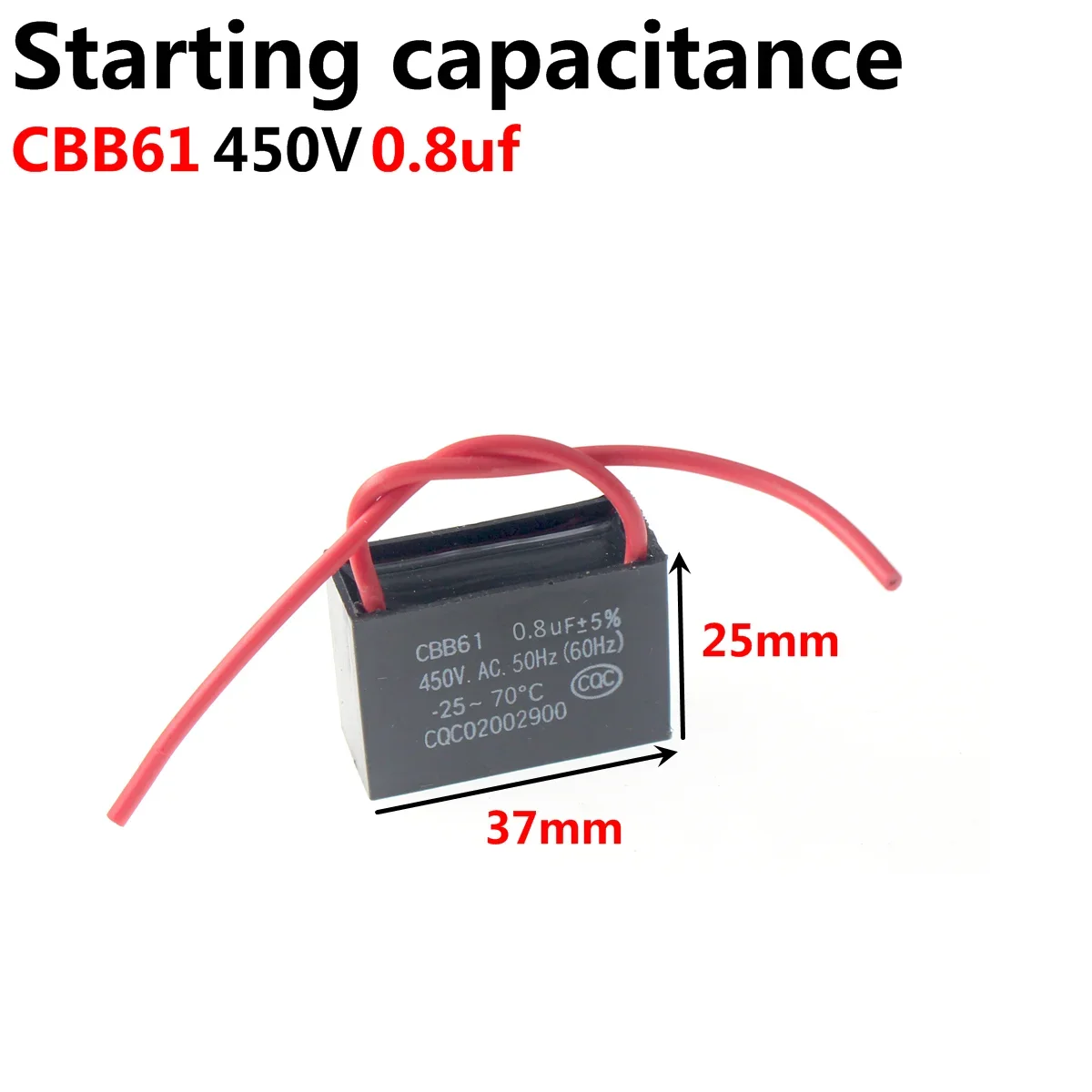 Condensador de arranque de ventilador, 5 piezas, CBB61, 450V, 1uF 1,2 uF 1,5 uF 2,0 uF 2,5 uF 3,0 uF 3,5 uF 4,0 uF 4,5 uF 5,0 uF 6,0 uF 7,0 uF 8,0 uF 10uF 16uF 20uF