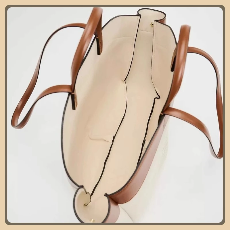 

Холщовая сумка большой вместимости, женская сумка 2025 года, новая модная пригородная портативная сумка через плечо для покупок