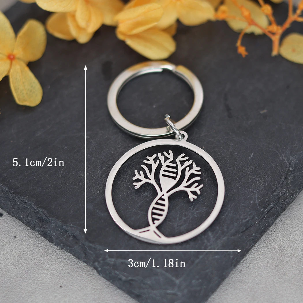 Chandler DNA Tree Key Chain Family Tree Charm Round DNA Tree Jewelry Dainty Tree of Life Jewelry