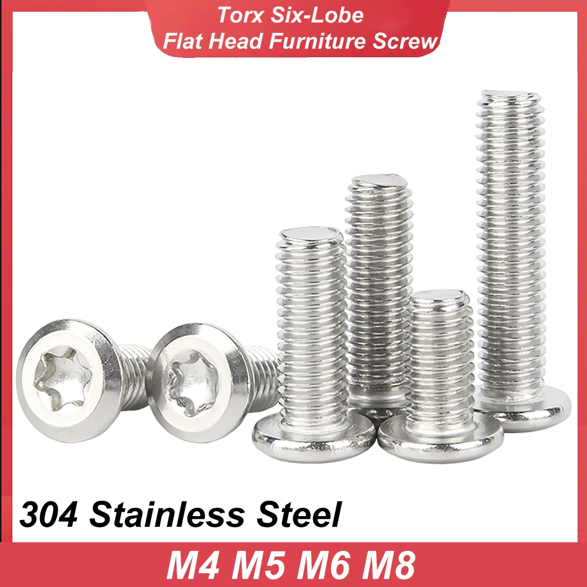 M4 M5 M6 M8 304 Stainless Steel Large Flat Torx Six-Lobe Head Furniture Screw Connector Joint Bolts Bevelled Anti-Theft Screw