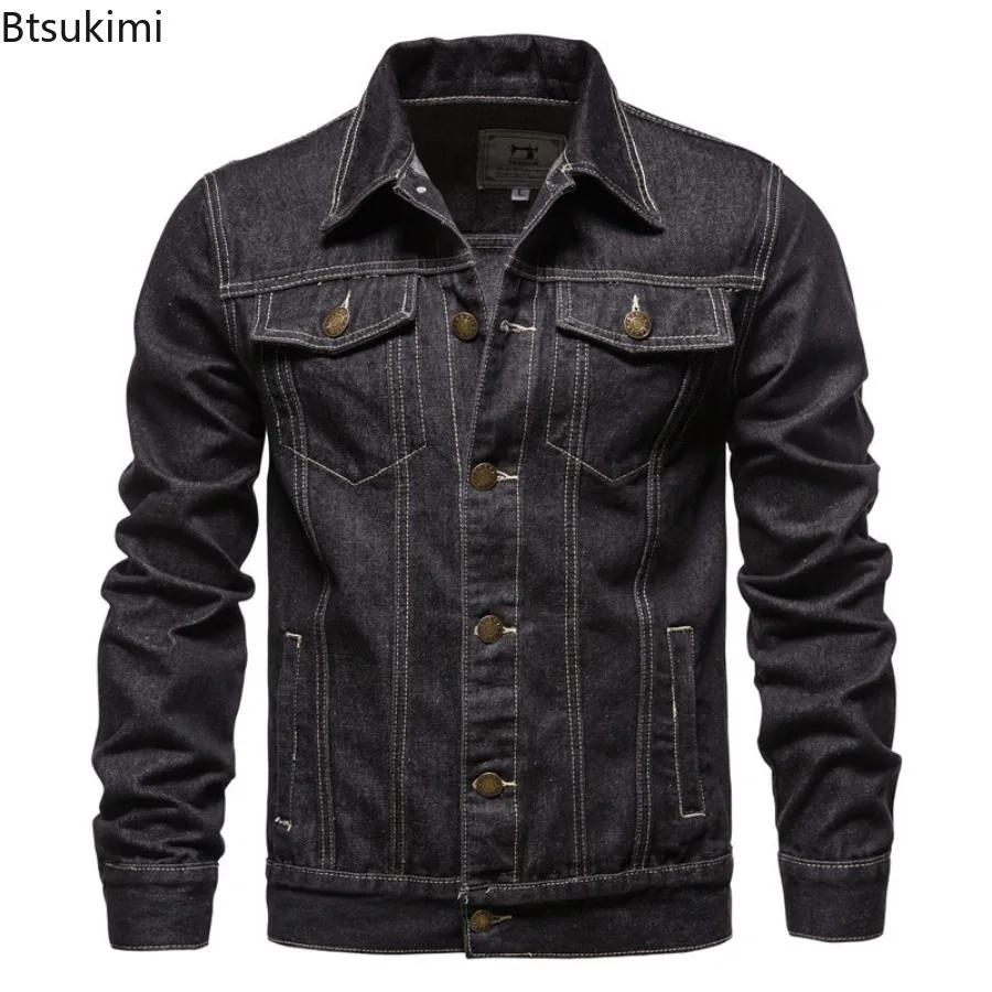 New Men's Vintage Slim Fit Denim Jacket Spring Korean Style Men Plus Size Fashion Casual Open Front Jean Outerwear Coat for Male