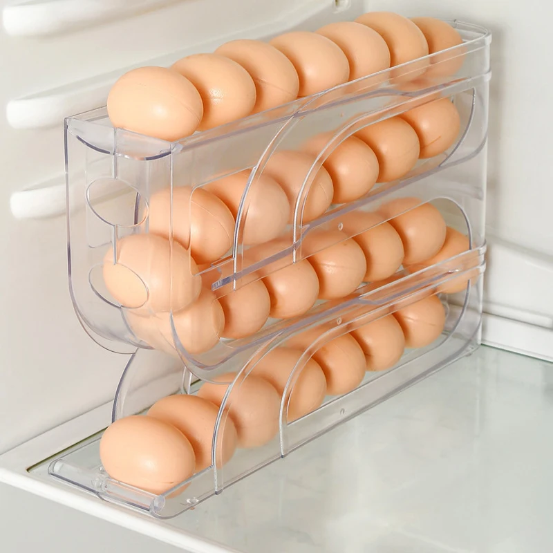 Sliding Egg Carton For Kitchen Egg Storage Box Refrigerator Side Large Capacity Space Saving Four-layer Drop-proof Egg Tray