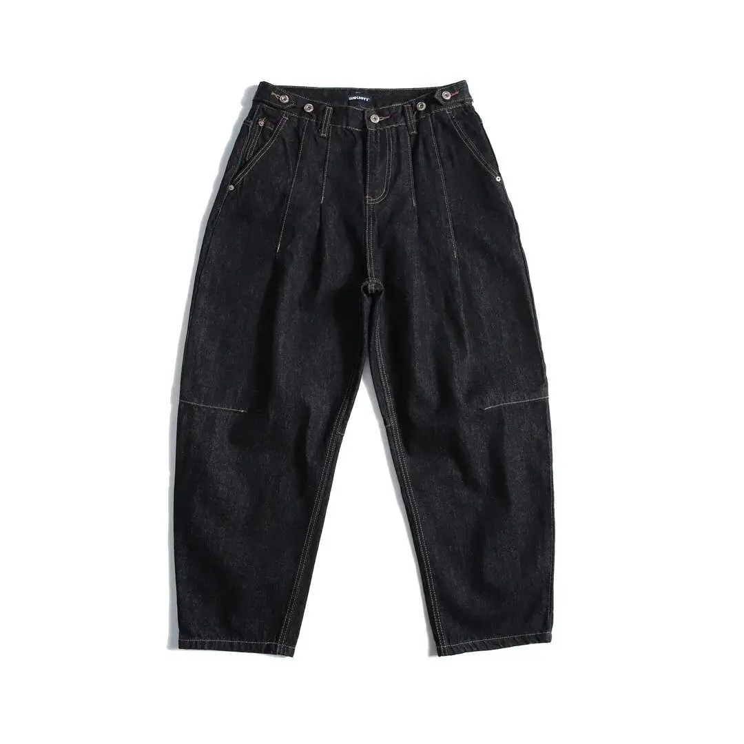 Calças Jeans Unissex Estilo Casal Original Cow Chion God, Vintage de Outono, Corte Solto, K1117, Versátil, Algodão, Casual
