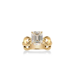Bellux 925 Silver Synthetic Zircon White Square Large Carat Emerald Cut Four Claw Easy Matching Ring