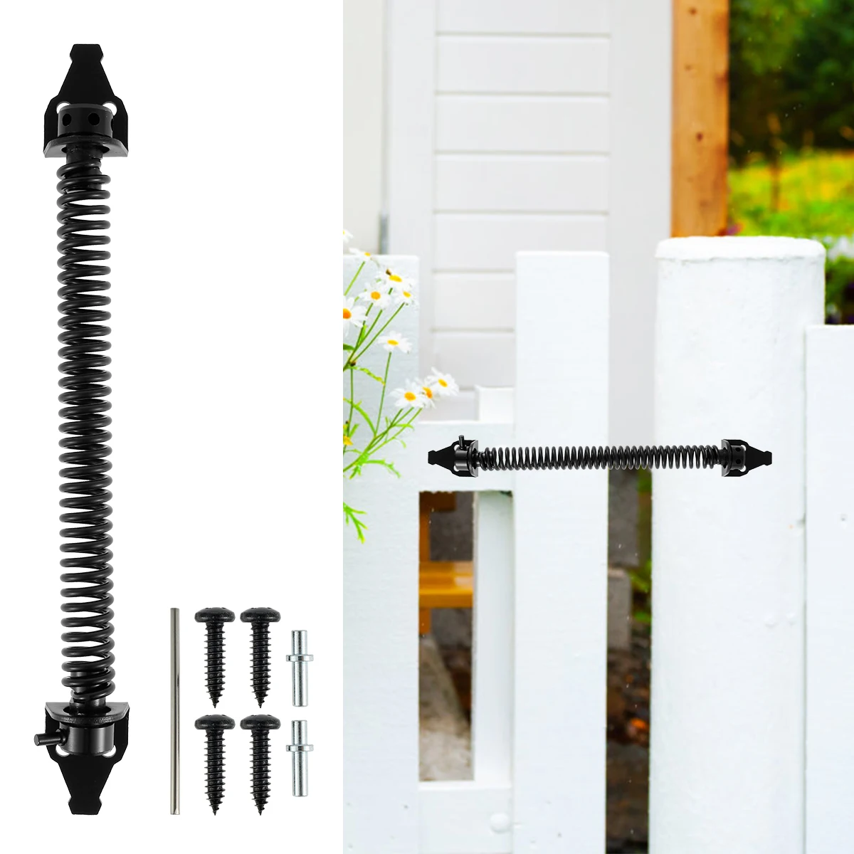 

8inch Gate Tension Spring Rust-Proof Carbon Steel Door Automatic Closer for Heavy Duty Wooden Gate Fence