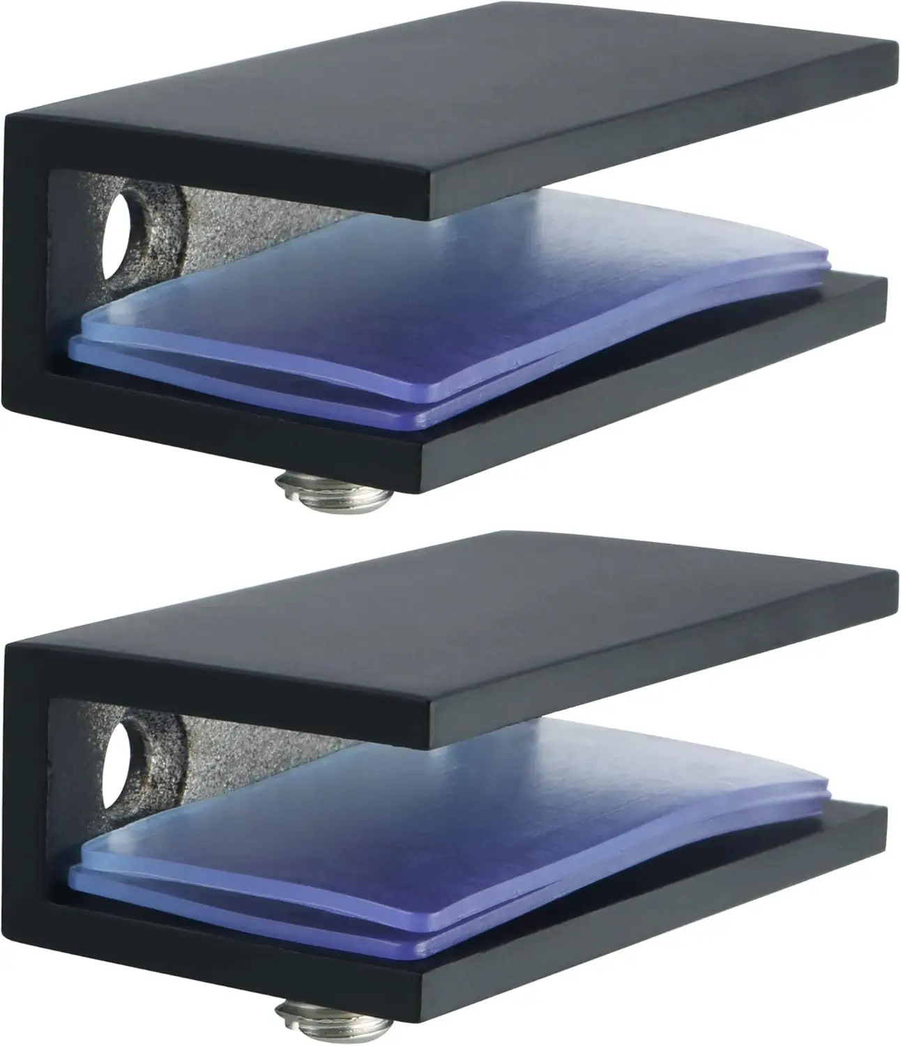 

Heavy Duty Glass Shelf Brackets 2Pcs, Adjustable Shower Clamps for 8-12mm Shelves with Anti-Slip Silicone Pads, Matte Black