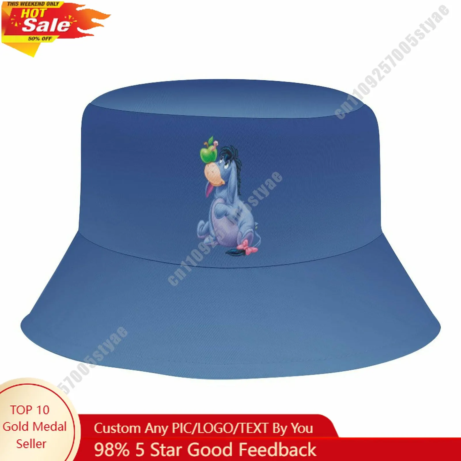 

Шляпа-панама Eeyore с персонажем мультфильма Дисней, индивидуальный дизайн, возможность загрузки вашего изображения, логотипа, шляпа рыбака, обхват головы 50–54 см.