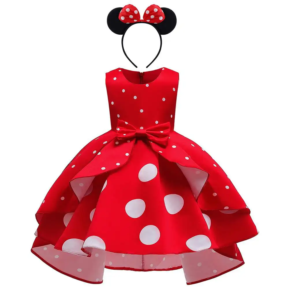 Girl Dresses Baby Girl Clothes Tutu Princess  Dress+Minnie Mouse Ear Headband Cosplay Halloween Birthday Party Fancy Costume