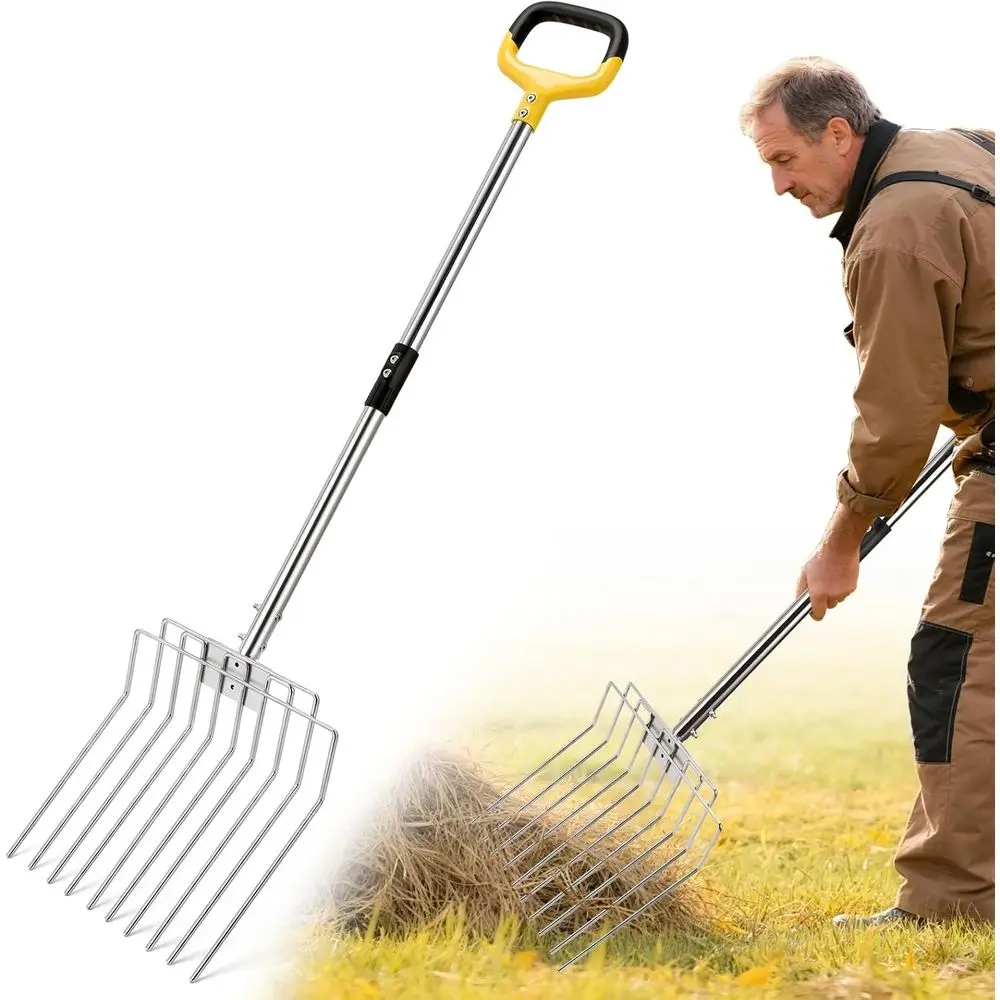 

Augir Pitchork or Gardening, 50" Multiunctional StainlSteel Garden Pitchork with Handle, Suitable or Shoveling, ertilizing, Tran