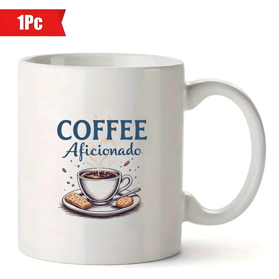 11oz Mug + Artistic Coffee Cup Stylish Handwritten Font Aficionado Christmas Hot Beverage Cup Perfect for Home and Office