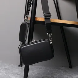 Fashion Box Shape Men Crossbody Bags Luxury Brand Design Crossbody Shoulder Bag Men Trendy 2 in 1 Small Square Bag Male Handbag