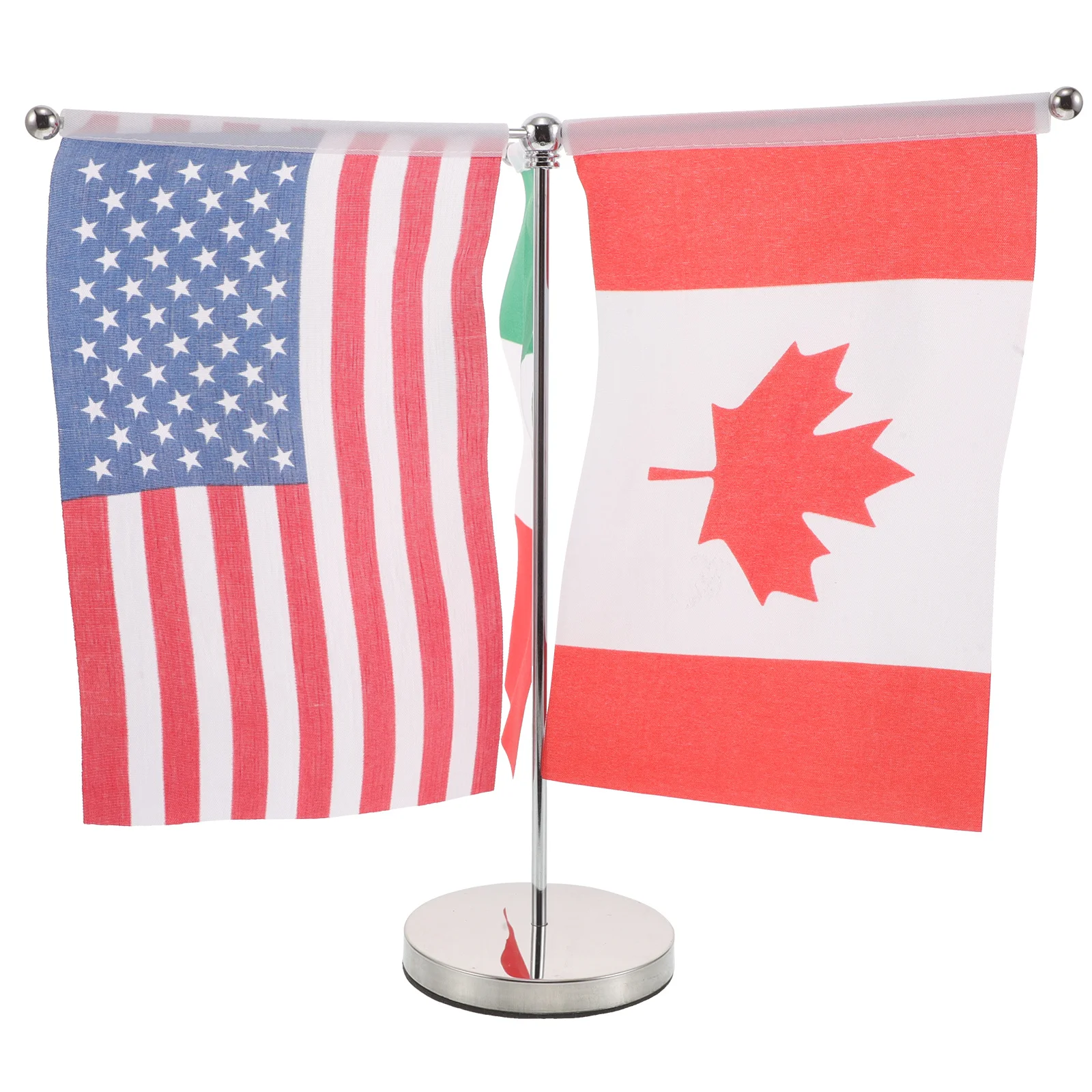 

1 Set Mini Table Flags Metal Base Usa Canada Mexico Desktop Flagpoles For Office Home Decor Trade Show Display Tabletop National