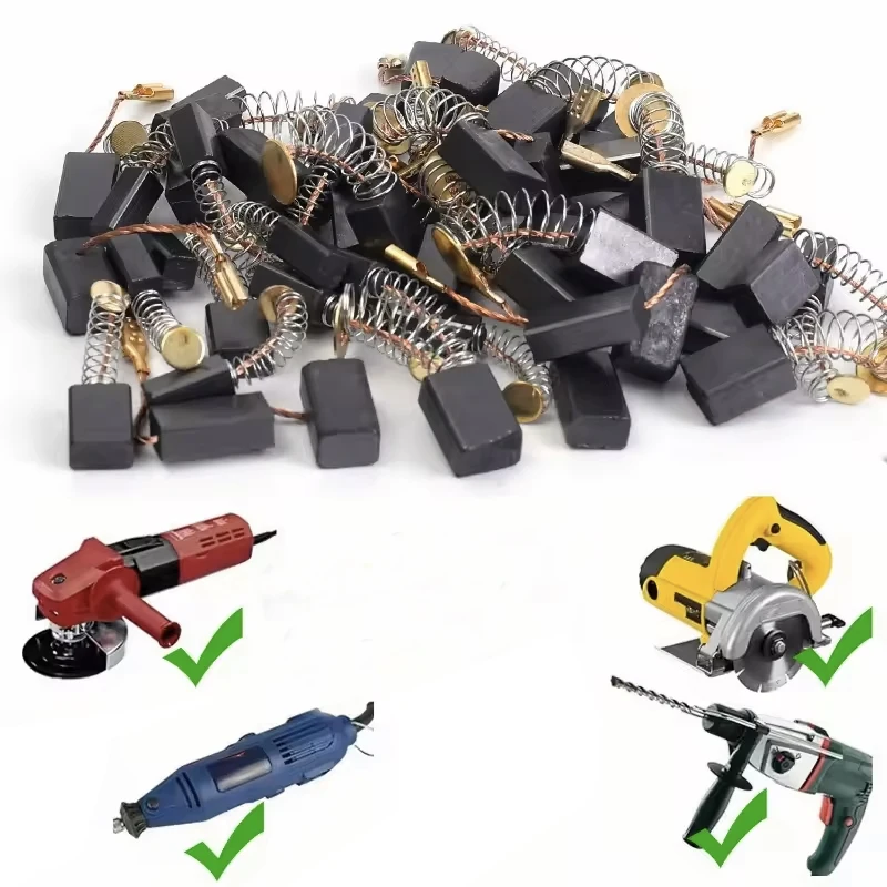 10Pcs Carbon Brushes Suitable for Various Types of Electric Hammers, Angle Grinders, Circular Saws, and Other Power Tools for Repair and Replacement Parts