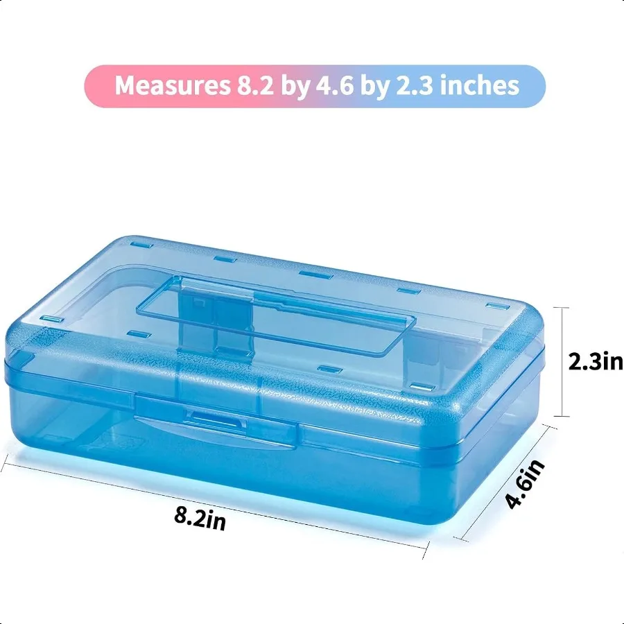 Plastic Pencil Case Box 6 Pack Colored Large Craft Storage Bulk Plastic Containers with Snaptight Lids Hobby Art School ply 0rg