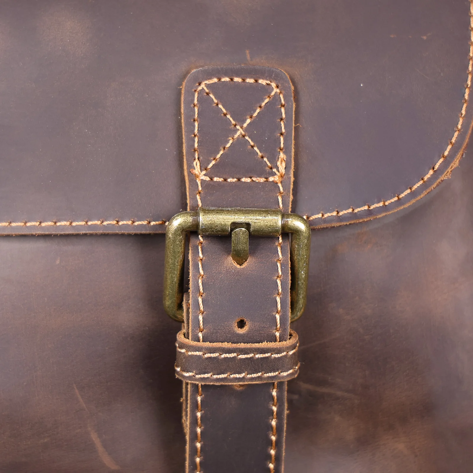 S.WORKER Vintage Vollnarbiges Rindsleder Reisetasche Große Kapazität Handgepäck Echtleder Weekender-Tasche – Detail 15