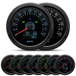 85MM GPS Speedometer With GPS Antenna 0-120MPH Odometer Trip ODO COG Waterproof Boat Gauge 7-color backlight