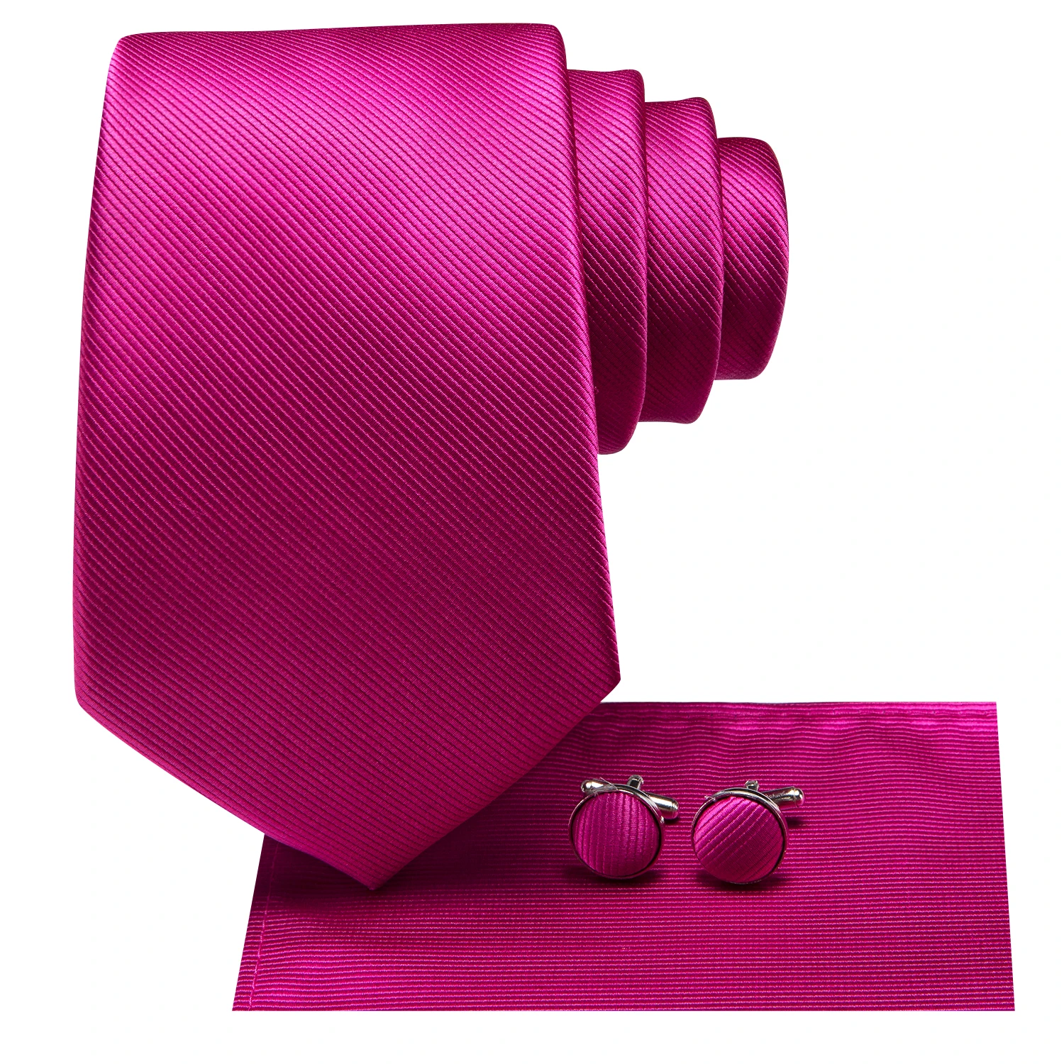 Dasi Pria Warna Pink Terang Hi-Tie, Sapu Tangan, dan Kancing Manset untuk Aksesori Tuxedo, Dasi Mewah Klasik untuk Pernikahan dan Pesta dari Bahan Sutra