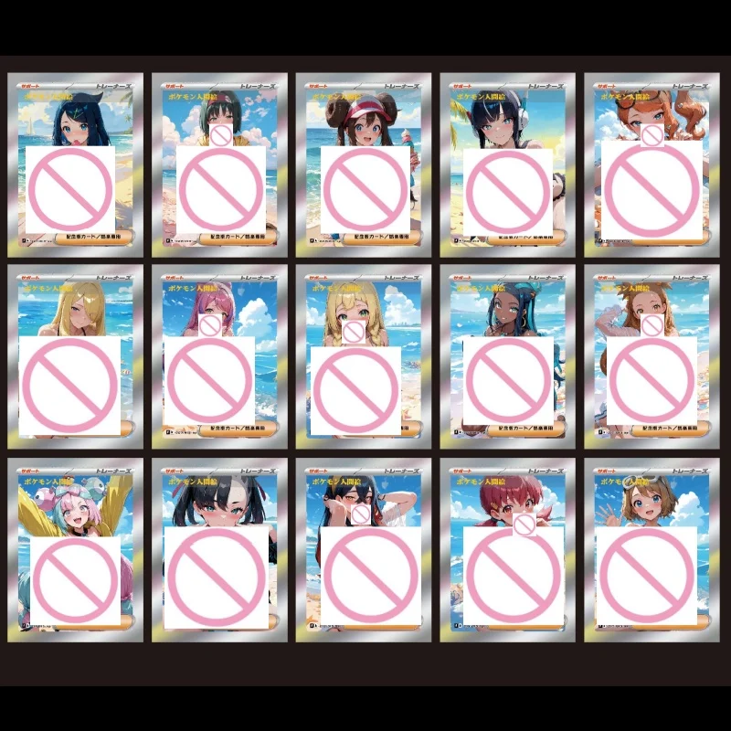 ACG Trainer Summer Beach Swimsuit Liko Misty Sonia Fan Diy Folding Flash Card Mallow Rika Hilda Game Collection Gentleman Card
