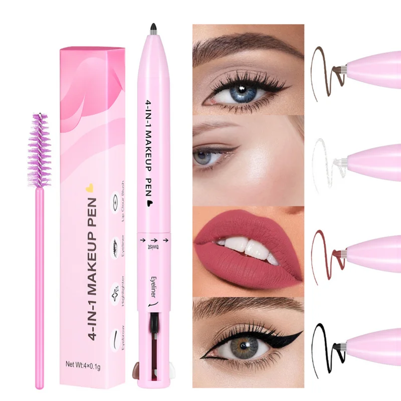 4 In 1 Eyebrow Eye liner ดินสอดินสอเขียนคิ้ว Eye liner Lip Liner Highlighter Lasting Drawing Lip Line Highlighter เครื่องมือแต่งหน้า