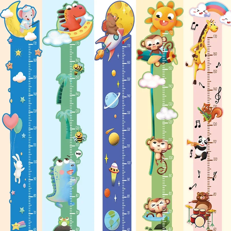 Cute  Unicorn Monkey Height Measurement Wall Sticker Cartoon Animal DIY Stickers Ruler for Children Gift Home Decor Growth Chart